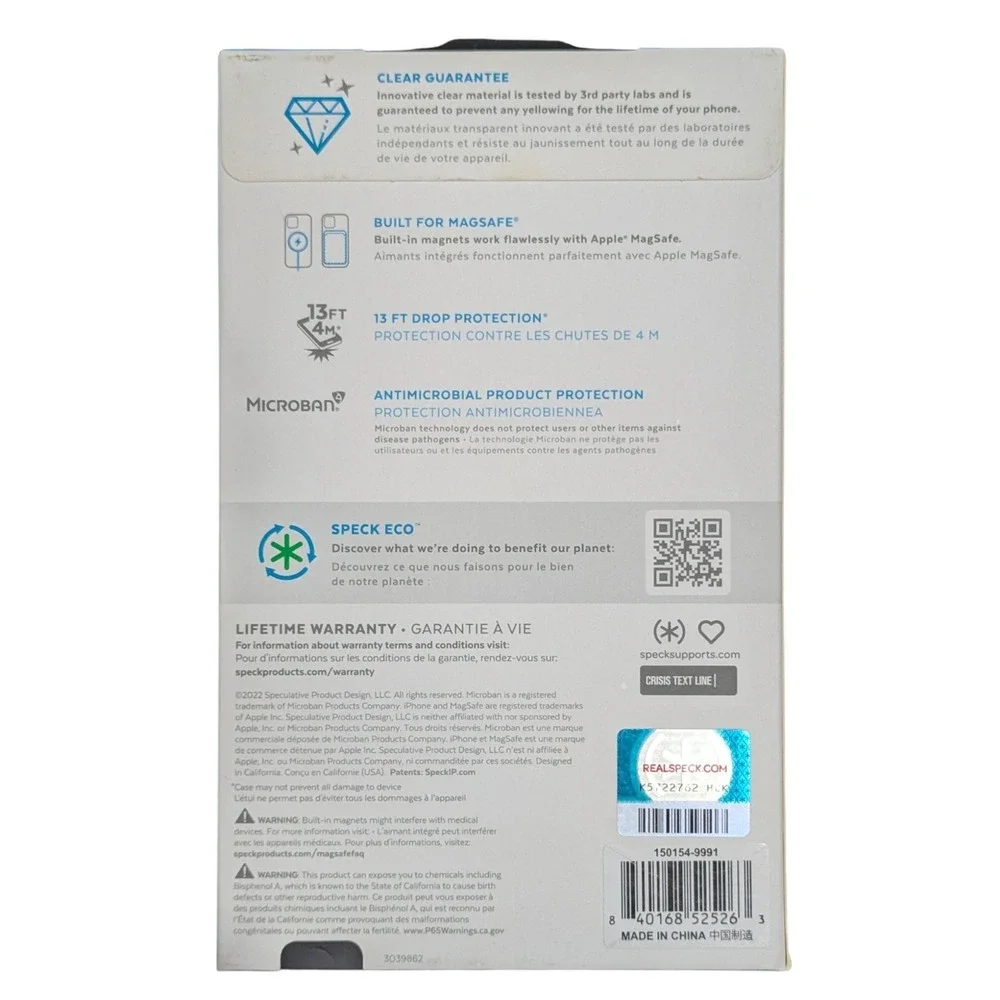 F3. Speck iPhone 14 Pro Presidio Perfect Clear W/impact Geo +MS In‎ Clear/Pink